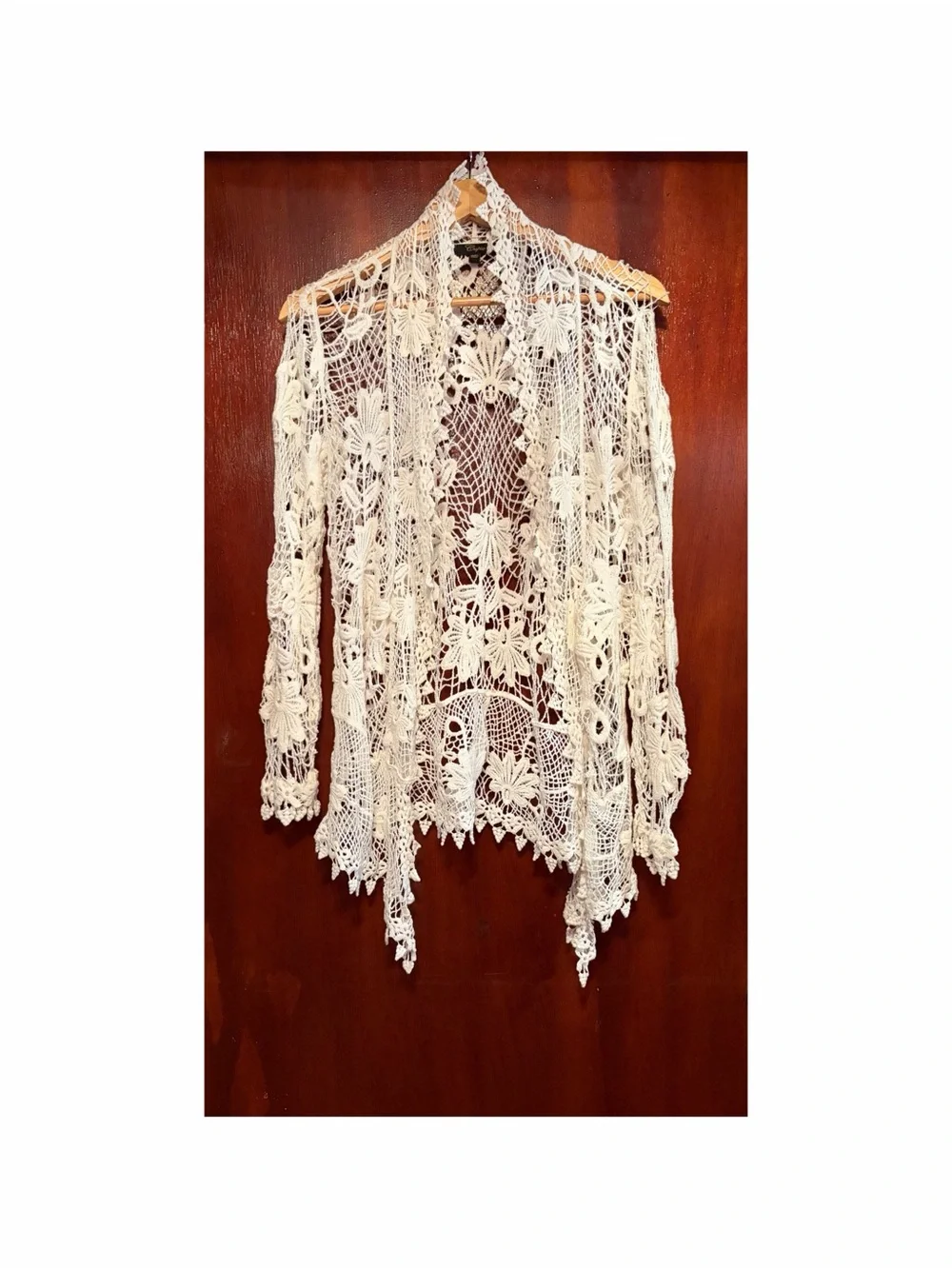 Cupio Women’s Cream Crochet Open-Front